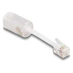 Delock Telefonkabel-Verdrehschutz Adapter RJ10 Stecker zu RJ10 Buchse mit Anschlusskabel 30 mm transparent weiß