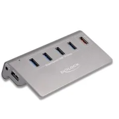 DELOCK USB 10 Gbps Hub mit 4 USB Typ-A Ports + 1 Schnellladeport inkl. Netzteil