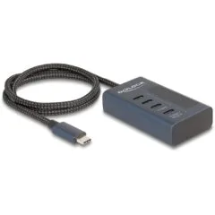 DELOCK USB 10 Gbps Hub with 4 USB-C Ports - 3 Data & 1 PD 20W with Power Display