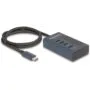 DELOCK USB 10 Gbps Hub with 4 USB-C Ports - 3 Data & 1 PD 20W with Power Display