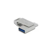 Delock USB 3.2 Gen 1 Flash Drive - 128GB, USB-C + USB-A, Metal Swivel, Silver