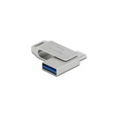 Delock USB 3.2 Gen 1 Flash Drive - 128GB, USB-C + USB-A, Metal Swivel, Silver
