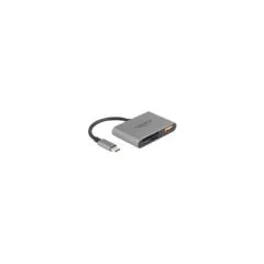 DELOCK USB-C Card Reader for SD and microSD Cards + USB 10 Gbps Type-A Port and USB Type-C PD 2.0 85 W