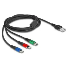 Delock USB Ladekabel 3 in 1 Typ-A zu LightningTM Micro USB USB Type-CTM 2 m 3-farbig
