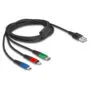 Delock USB Ladekabel 3 in 1 Typ-A zu LightningTM Micro USB USB Type-CTM 2 m 3-farbig
