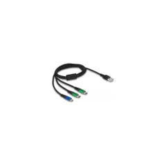 Delock USB Ladekabel 3 in 1 Typ-A zu Micro USB 2 x USB Type-CTM 1 m
