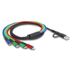 Delock USB Ladekabel 4 in 1 USB Typ-A + USB-CTM zu LightningTM Micro USB 2 x USB Type-CTM 1.20 m