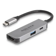 Delock USB Type-CTM Adapter zu HDMI 4K 60 Hz mit USB Typ-A und USB Type-CTM PD 95 W