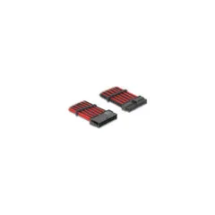 Delock Verlängerungskabel 24 Pin ATX Stecker zu 24 Pin ATX Buchse Textilummantelung rot-schwarz 30 cm