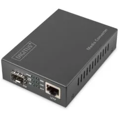DIGITUS 10 Gigabit Media Konverter - Black, 1x RJ-45, 1x SFP, 10 Gbps