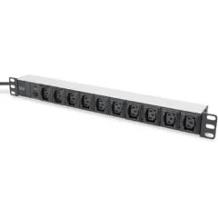 Digitus 10-Outlet Aluminum Power Strip with Surge Protection - Black - 2 m IEC Lead