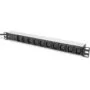 Digitus 10-Outlet Aluminum Power Strip with Surge Protection - Black - 2 m IEC Lead