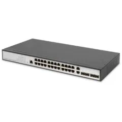 Digitus 24-Port Gigabit Managed Switch - Black/Gray - 24x Gigabit RJ45, 2x SFP, Rack-Mountable