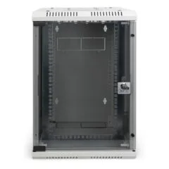 DIGITUS 254 mm (10") and 482.6 mm (19") Kombi Wall-Mount Cabinet - 10U, Grey Steel, Glass Front