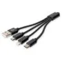 DIGITUS 3-in-1 Ladekabel USB A Lightning + Micro USB + USB-C - Black, 5 m USB 2.0 Blister