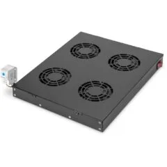DIGITUS 4-Fan Ventilation Insertion Unit - 19" Rack Mount - Black