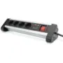 Digitus 4-Port Power Strip with 2 USB-A Ports and Switch - Black Silver