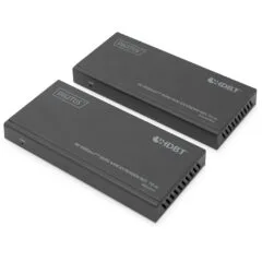 DIGITUS 4K HDBaseT 1x4 HDMI KVM Extender Set - 70 m - Black, Metal enclosure