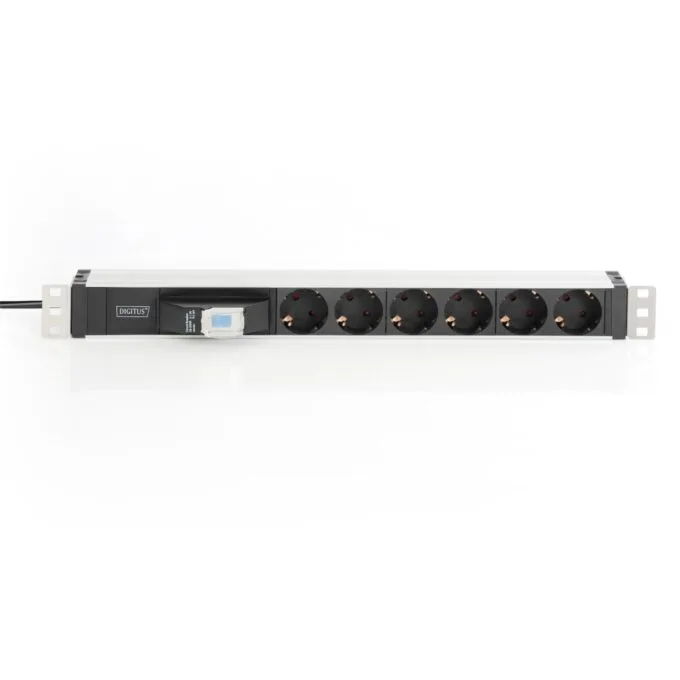 Digitus 6-outlet Rack Power Strip - 19 in Aluminum, 1U, Breaker, Type F, 1.8 m cable — image 2
