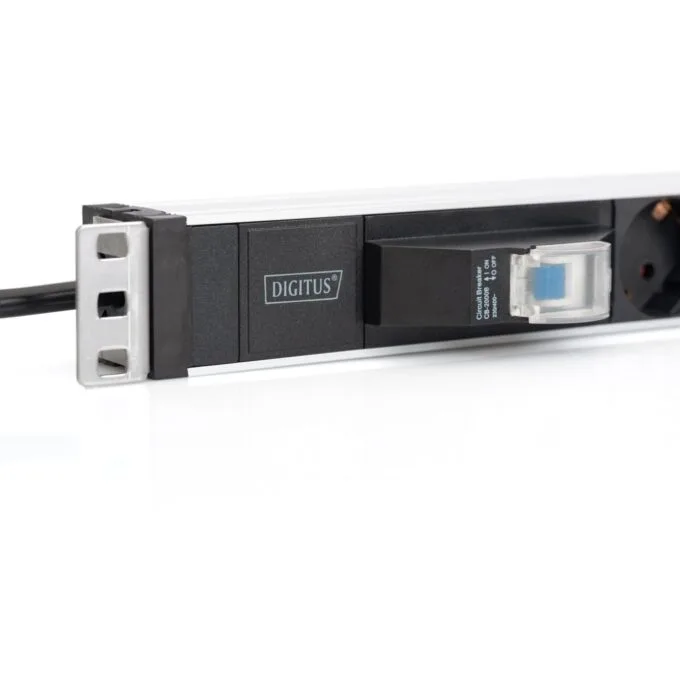 Digitus 6-outlet Rack Power Strip - 19 in Aluminum, 1U, Breaker, Type F, 1.8 m cable — image 4