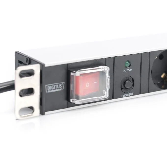 DIGITUS 7-Outlet 1U Aluminum Power Strip with Schuko Type F Plug, 2 m Lead, Overload Protection — image 5