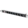 DIGITUS 7-Outlet Power Strip with Switch - Aluminum - 2m Cable