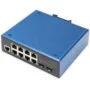 Digitus 8+2P Industrial Gigabit Ethernet Switch L2 Managed - 8x Gigabit Copper + 2x SFP - Black/Blue