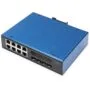Digitus 8+4P 10G Uplink Industrial Gigabit Ethernet PoE Switch L3 managed - Black, Blue