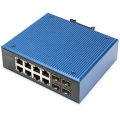 Digitus 8+4P Industrial Gigabit PoE Switch - Unmanaged, 8x RJ45 + 2x SFP/SFP+, IP40, Metal