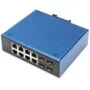 Digitus 8+4P Industrial Gigabit PoE Switch - Unmanaged, 8x RJ45 + 2x SFP/SFP+, IP40, Metal
