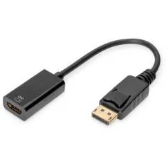 DIGITUS Active DisplayPort to HDMI Adapter - Black, 0.2 m