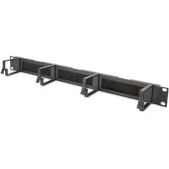 DIGITUS Cable Management Panel 1U 19 inch with Brush Entries - Black, Steel