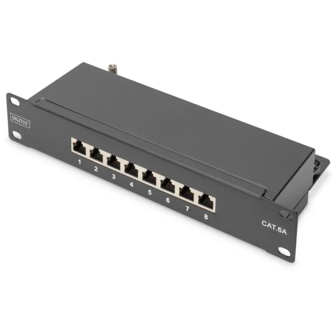 DIGITUS CAT 6A Patch Panel - Shielded - Black - 19-inch Rack-Mount — image 1