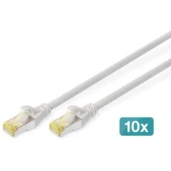 DIGITUS CAT 6A S/FTP Patch Cable - 0.5 m - Gray - 10 pcs