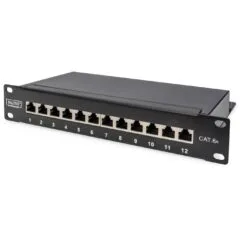 DIGITUS Cat.6A Patch Panel Shielded, 12-Port, Black - Characteristics