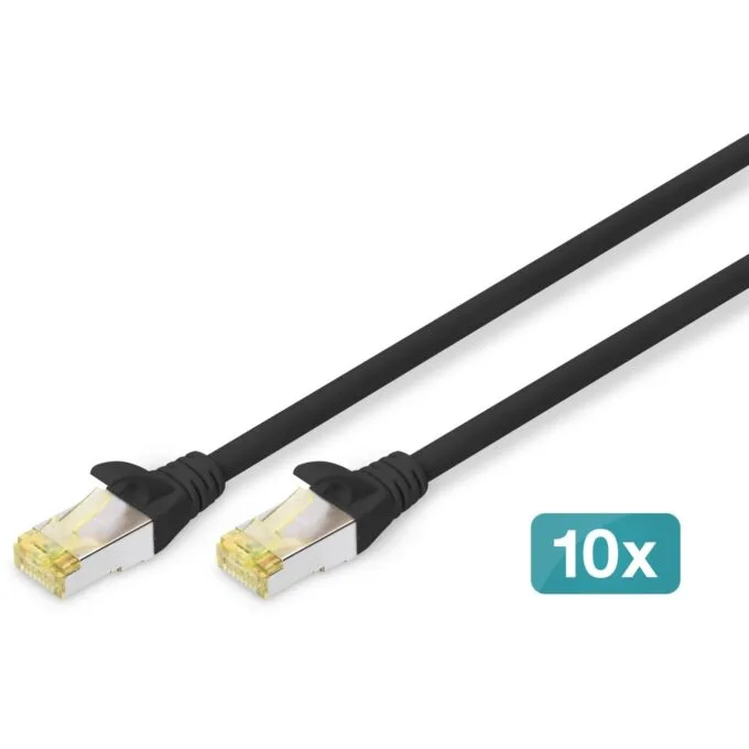 DIGITUS CAT6A S/FTP Patch Cable - 3 m - Black - Pack of 10 — image 1