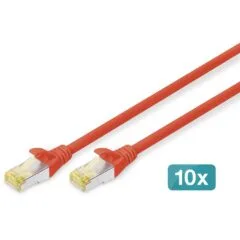 DIGITUS Cat6A SFTP Patch Cable - Red, 3 m, Pack of 10