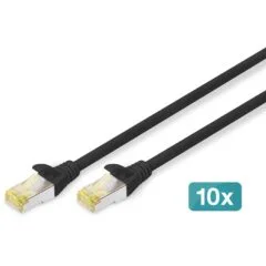 DIGITUS Cat6A S/FTP Patch Cables - 0.5m, Black - 10 Pack