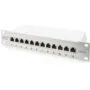 DIGITUS Cat.6A Shielded Patch Panel, 12-Port, 10 ft, Gray