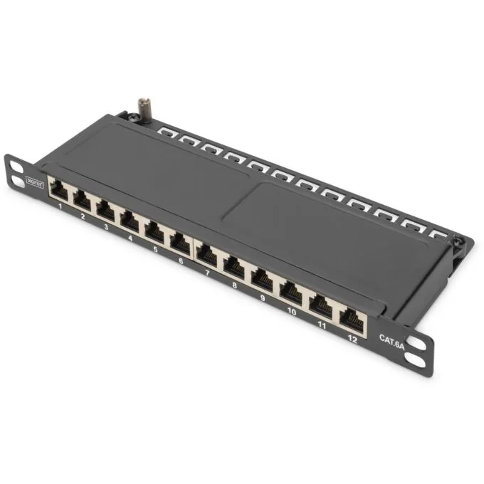DIGITUS Cat.6A Shielded Slim Patch Panel - 0.5U - 12-Port — image 1