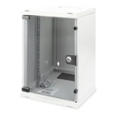 DIGITUS Compact Wall Cabinet 9U 254mm - Glass Door Gray