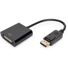 DIGITUS DisplayPort Adapter - DPort - DisplayPort to DVI-I Adapter, Black, 0.15 m
