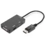 DIGITUS DisplayPort to HDMI/DVI-D/VGA Cable - 0.2m - Black - Plug & Play