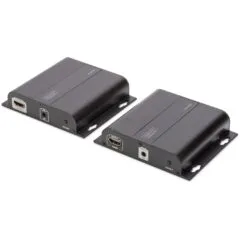 DIGITUS Extender Set HDMI IP Cat5 5e 6 7 - Black - 4K