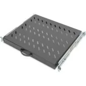 DIGITUS Fachboden 1HE 30x483x385mm - Extendible Sliding Shelf 1U, Black, 25 kg