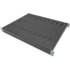 DIGITUS Fixed Shelf 1HE 44x482x350-500mm for 19-inch Cabinets - Black, 1U, Depth 350-500 mm