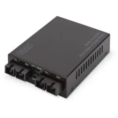 DIGITUS Gigabit Fiber Media Converter - SC-SC, 1000Base-SX - Multimode/Singlemode - Black
