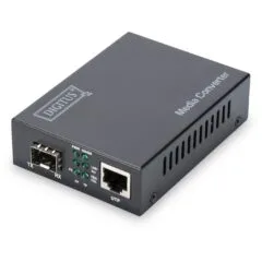 DIGITUS Gigabit Media Converter RJ45 to SFP - Black - 1 Gbps, External Power