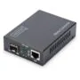 DIGITUS Gigabit Media Converter RJ45 to SFP - Black - 1 Gbps, External Power