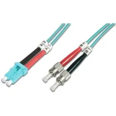 DIGITUS LWL Patchkabel LC to ST 3.00m Multimode Duplex OM3 - Aqua
